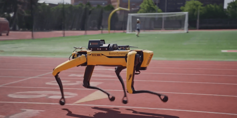 Spot robot running on track